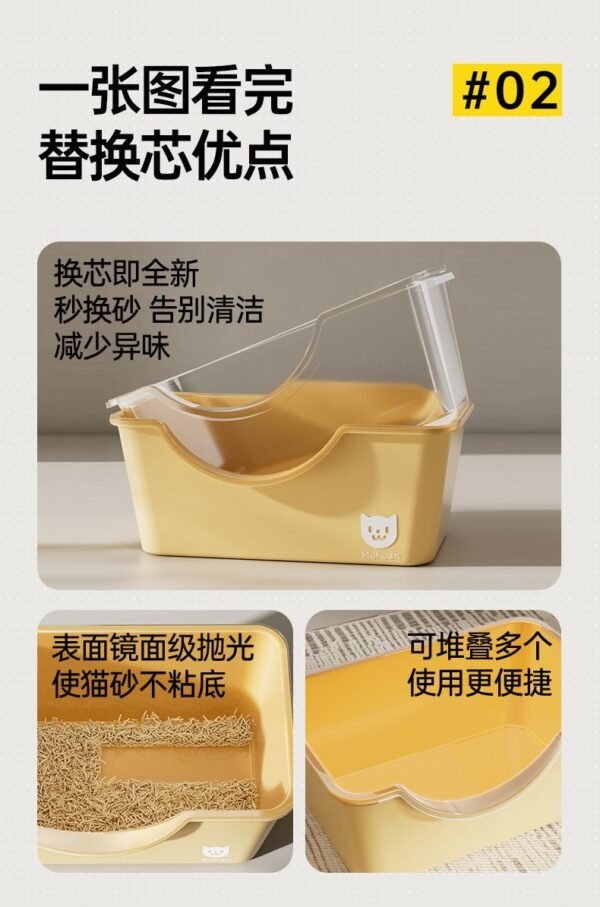 Angie· QuickSwap除臭貓砂盆防臭替芯半封閉特大貓屎盆專用懶人神器一秒換砂免清洗 - 图片 3