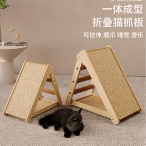 Angie·貓抓板貓窩一體式耐磨不掉屑實木貓爬架佔地劍麻墊貓抓墊貓咪爬架