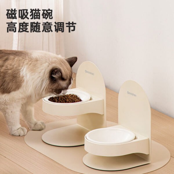 Angie· ComfyChin 寵物餵食碗高度可調節護頸狗食盆狗盆貓咪貓碗陶瓷碗貓食盆