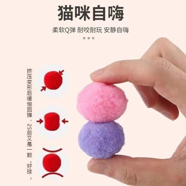 Angie· FloofBall貓咪毛絨球發射器發射槍玩具解悶毛絨球七彩色彈力逗貓玩具靜音球 - 图片 5
