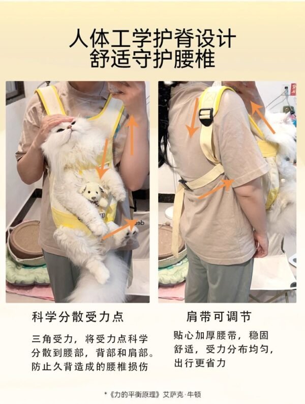 Angie·狗狗外出寵物背包雙肩背帶小狗胸前貓咪胸前包前抱式背包 - 图片 10