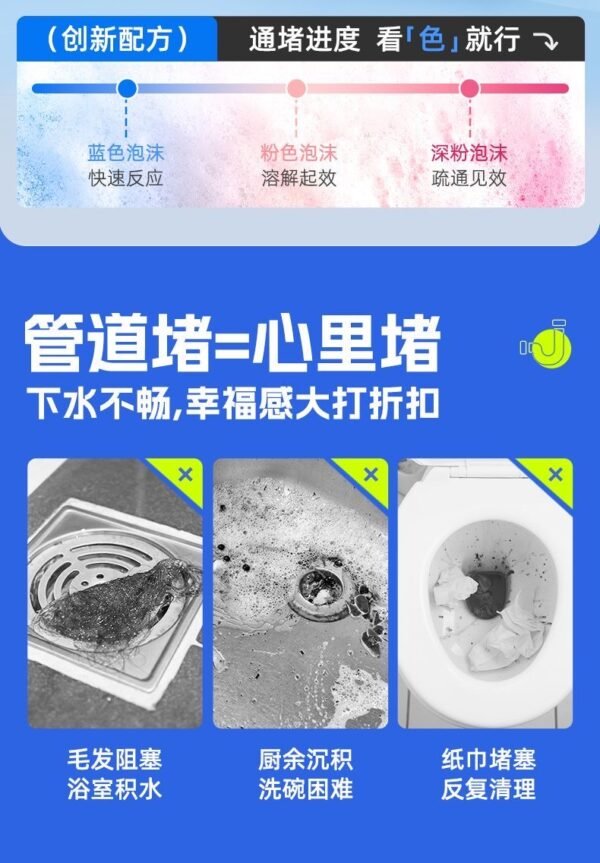 Angie·Foam Flush管道疏通泡泡粉強效除臭除異味廁所廚房下水道疏通劑 - 图片 3